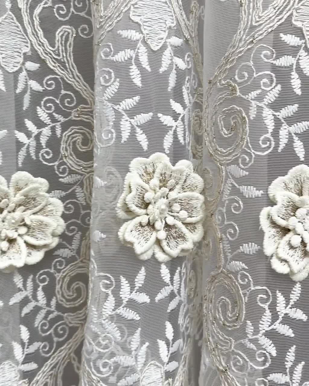 Luxury Victorian Damask Embroidered Sheer Lace Curtains: Living