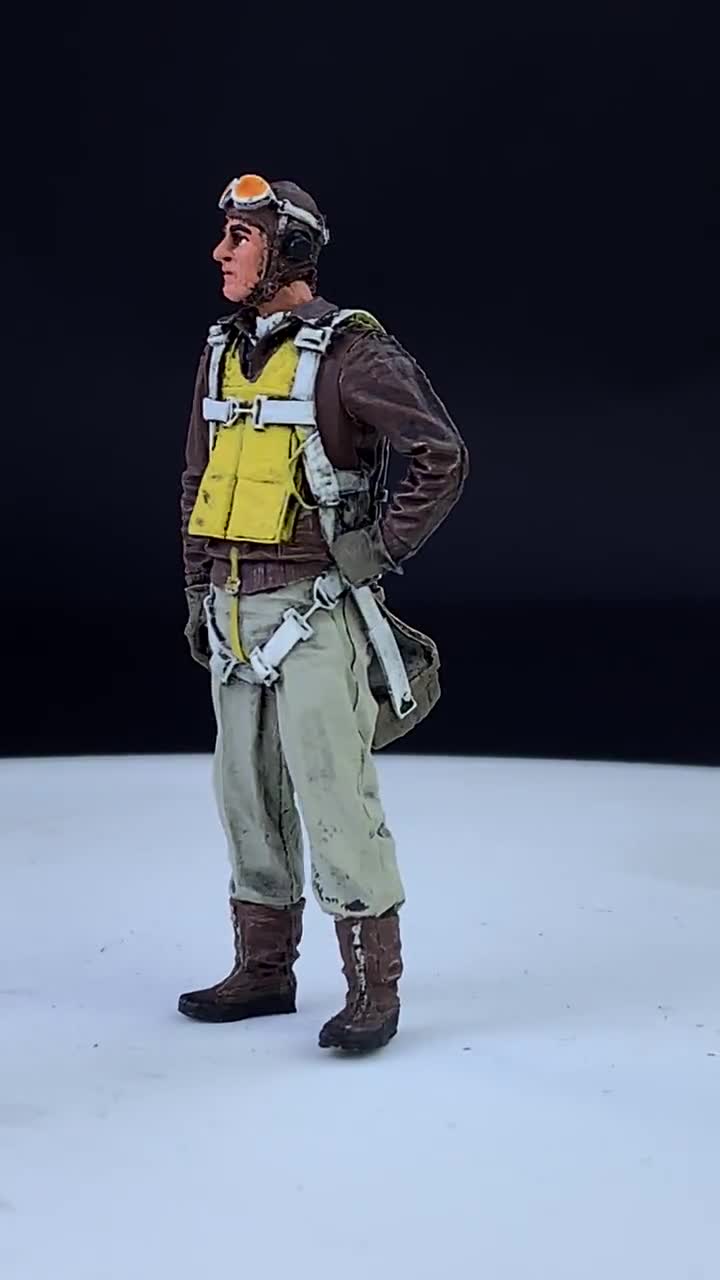 塗装済みフィギュア USAAF パイロット WWII 1:32 スケール (プロの