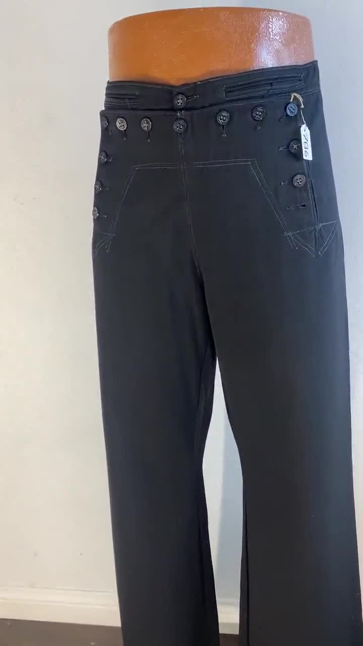 13 buttons on dress blues 30's 40's Sailor Pants Button Gabardine Dark Navy Blue Flare Leg Size 36x31 Róhe: Black Hourglass Linen Swatch:#3f4e65 Navy uniforms Important Notes Size:33 x 32