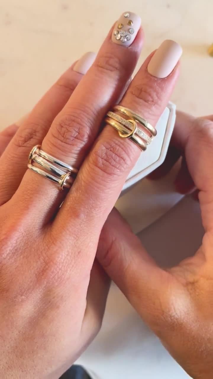 14KGF Gold Filled Interlocking Ring Set: Sterling Silver Eternity