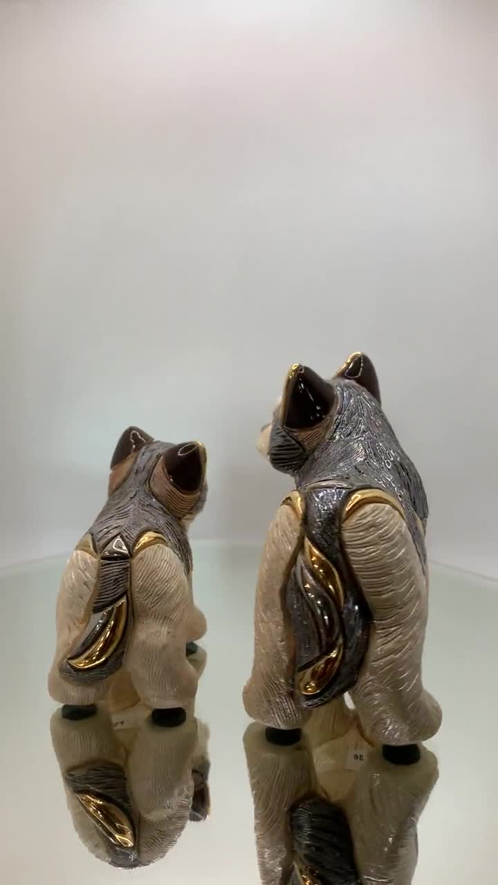 Handmade Sculpted Ceramic Wolf Family Figurines - De Rosa