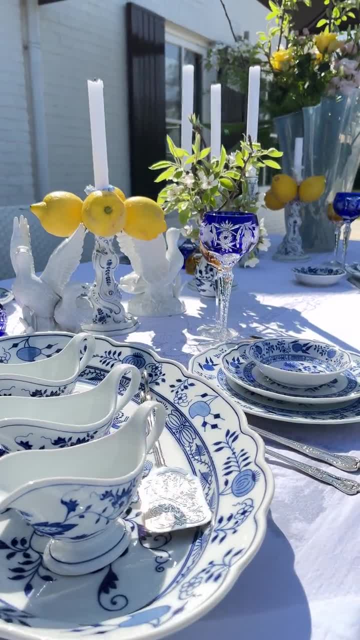 Blue Onion Plate Set | 3 Pc Place Setting | Hutschenreuther Rim