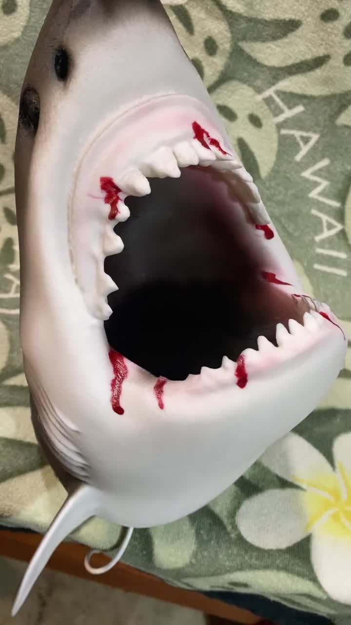 Bloody Great White Shark Head – Realistic Shark Sculpture with