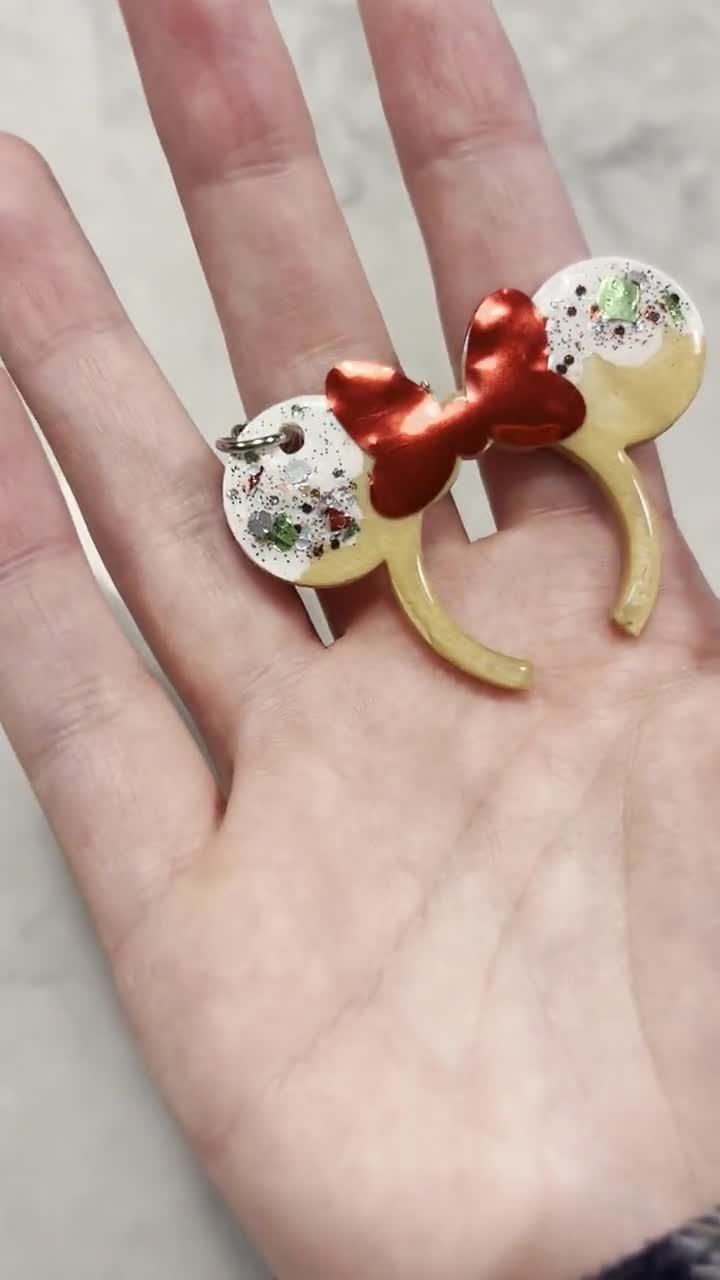 マウスの耳のキーチェーン クリスマス | ディズニーの耳 | キラキラの