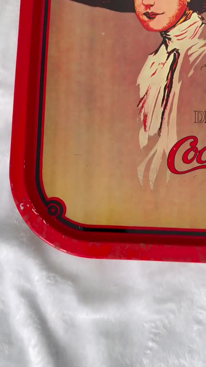 Vintage 1970s Coca-cola Tin Tray, Hamilton King Edwardian Girl