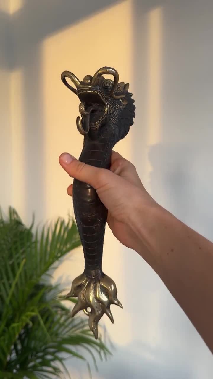 Dragon Door Handle Pull 34 Cm, Solid Brass Dragon Door Handle