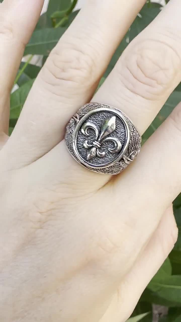 Fleur De Lis Ring 925 STERLING SILVER Royal Lily Archangel Michael