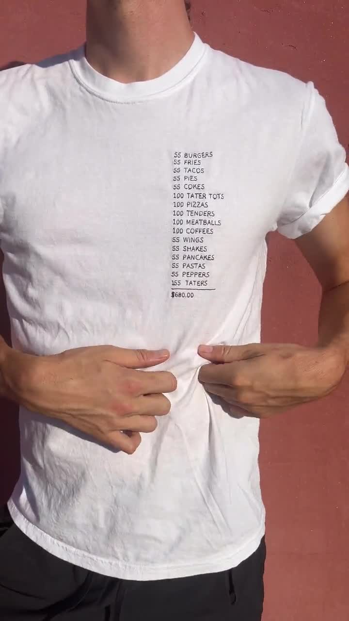 ハンバーガー55個、フライドポテト55個刺繍入りTシャツ – グルメ