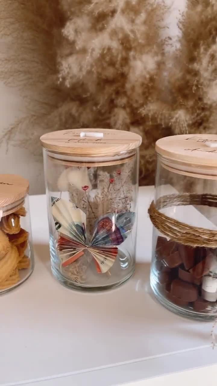 Personalisiertes Glas | Kleines Dankeschön | Geschenkidee Abschied | Freundin | Kollegin | Für Sie Ihn | Geld Kekse | Vorratsglas