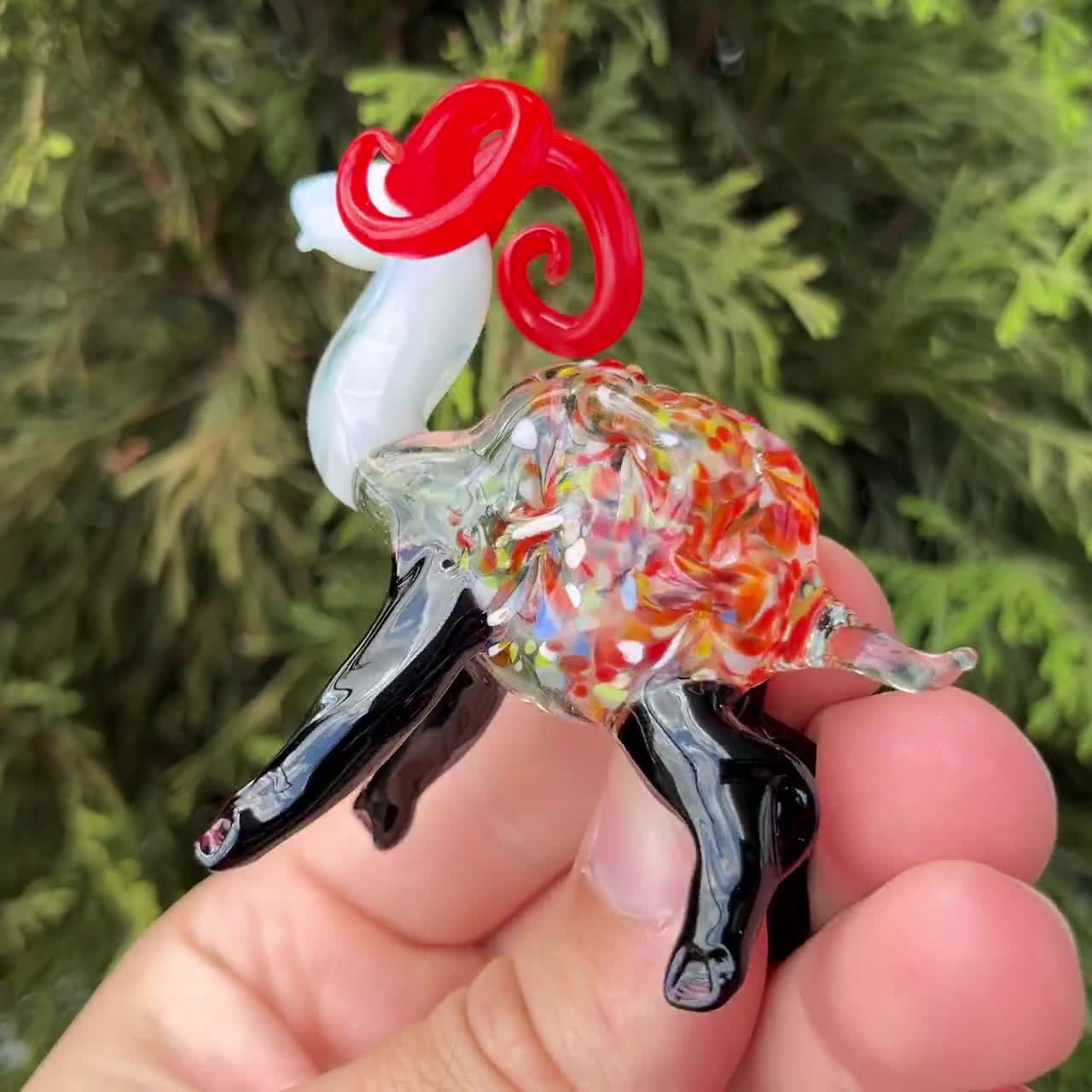 吹きガラスのヤギの置物：手作りのムラーノスタイルの動物彫刻 - Etsy 日本
