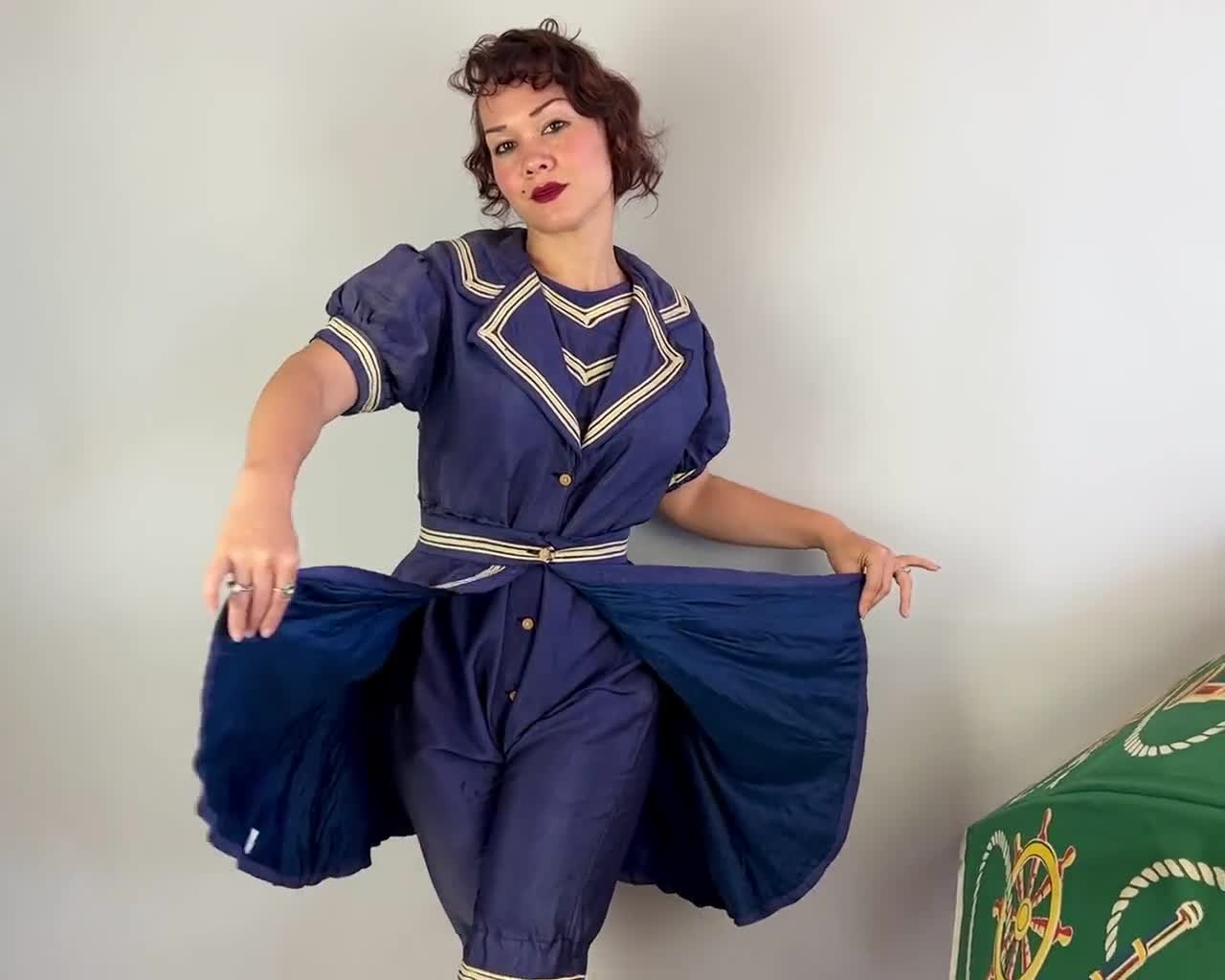 1900s Nautical Sea Nymph Swimsuit | Vintage Antique Victorian Two