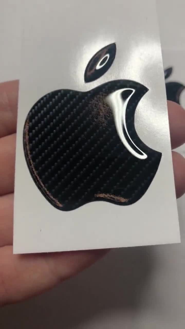 カーボンファイバー製Appleロゴステッカー：iPhone、MacBook、iPad用3D