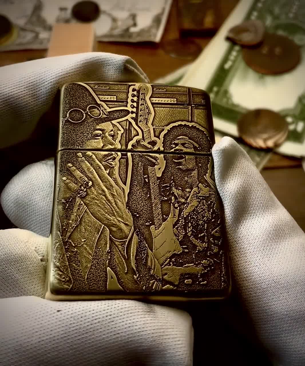 Zippo Jimi Hendrix Themed Engraved Brass Armor Cigarette Cigar