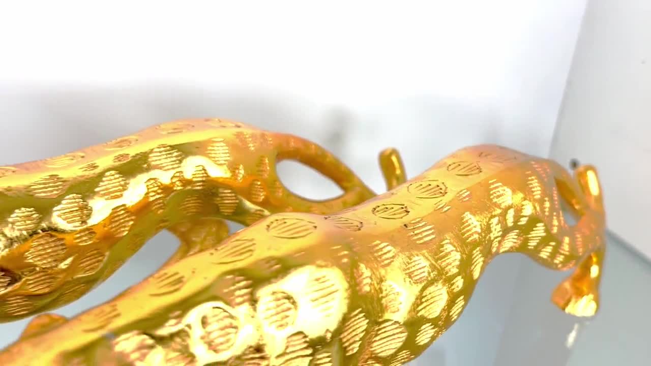 Luxury Gold Jaguar Sculpture Statue Artwork Decor Luxury Tabletop