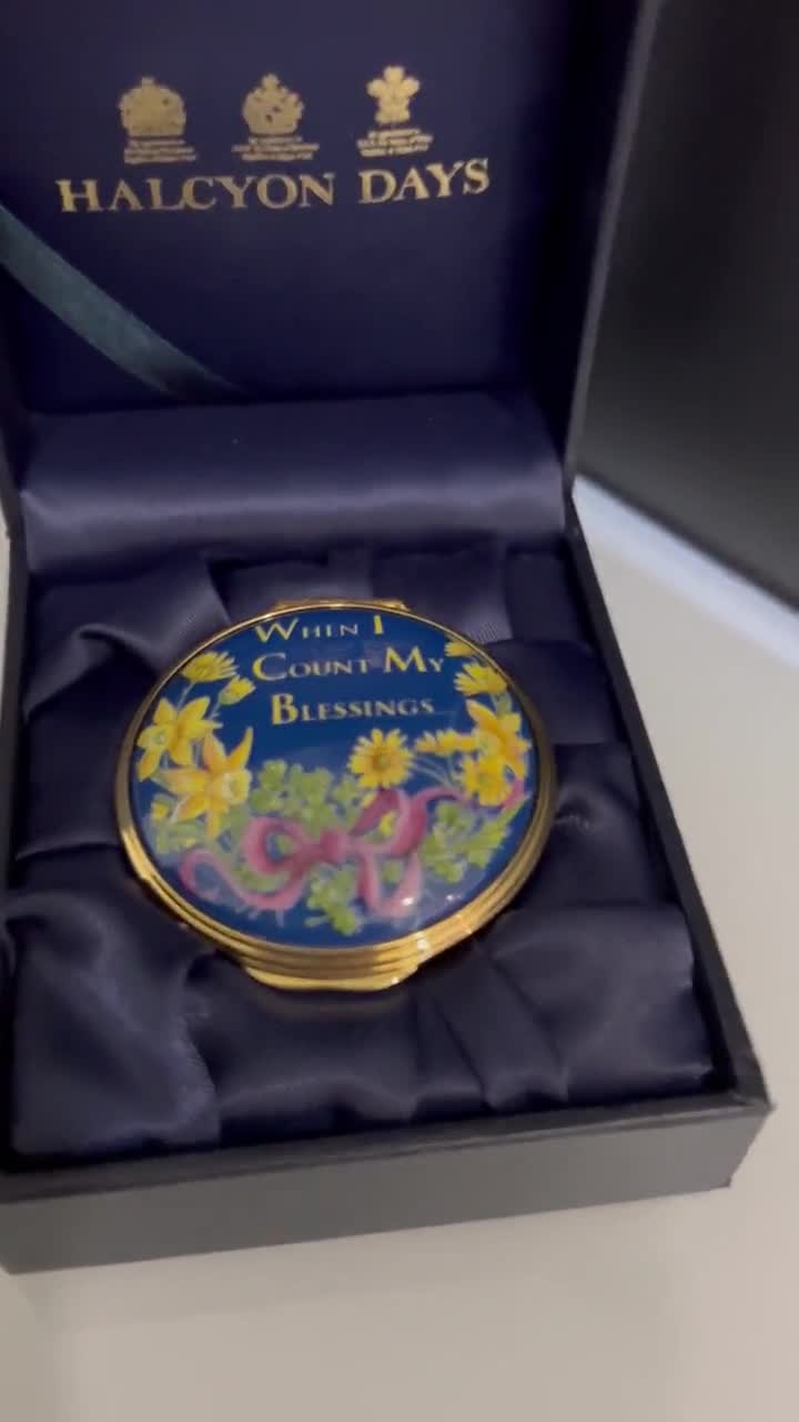 Halcyon Days Enamel Trinket Box: Count My Blessings, Floral