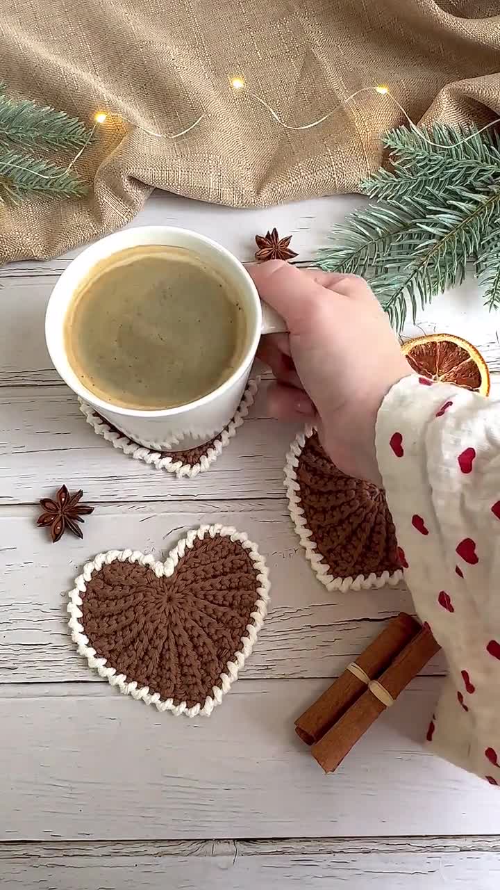 CROCHET PATTERN: Frejdis Crochet Heart Coasters, Valentine Decor