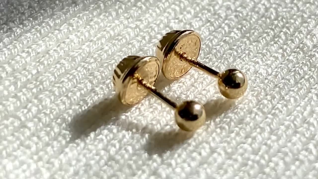 18k Solid Real Gold Earrings: Ball Earrings • 3 Mm - Screw Back - Etsy