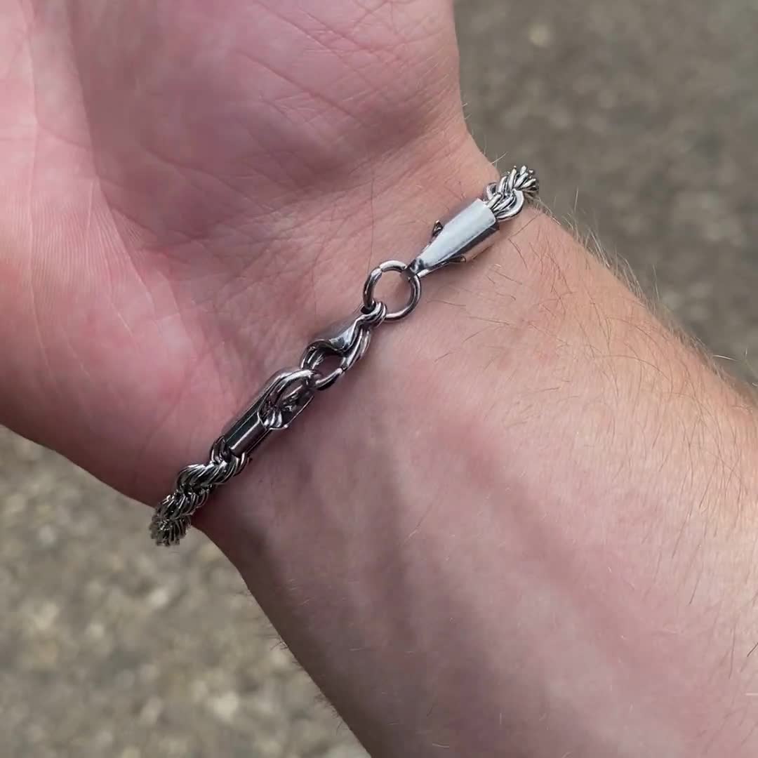 シルバー メンズ ブレスレット 5mm ロープチェーン ブレスレット