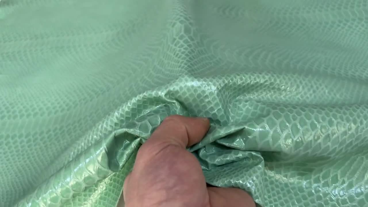 MINT GREEN SNAKE Shiny Print on Thin Soft Lambskin Lamb Leather