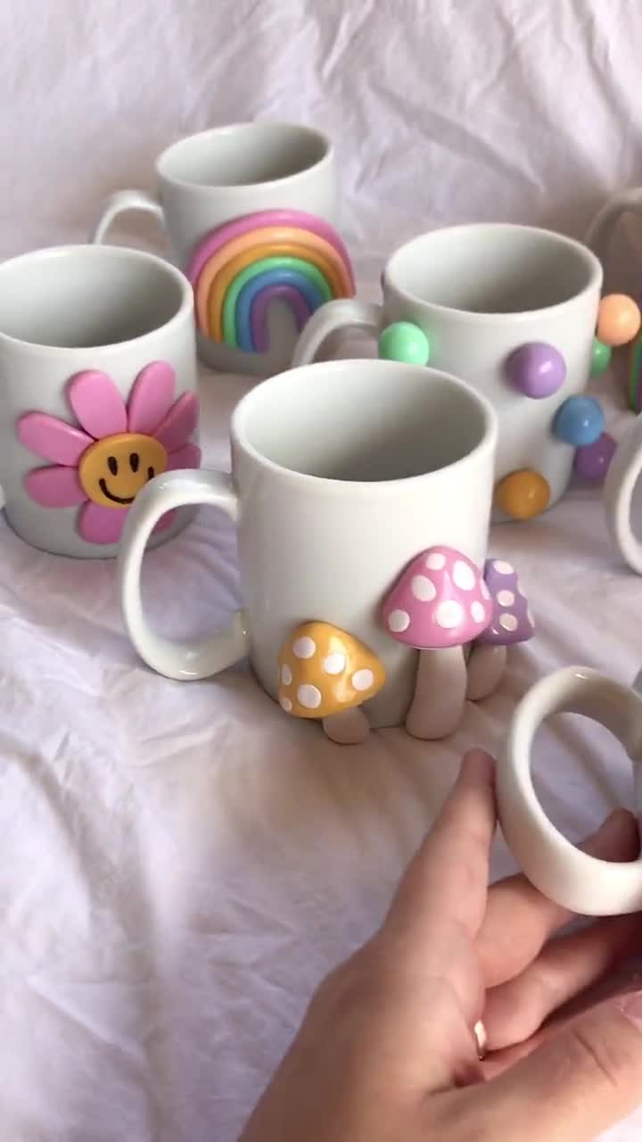 カラフルな 3D コーヒーマグ / 手作りセラミックマグ / レインボーマグ