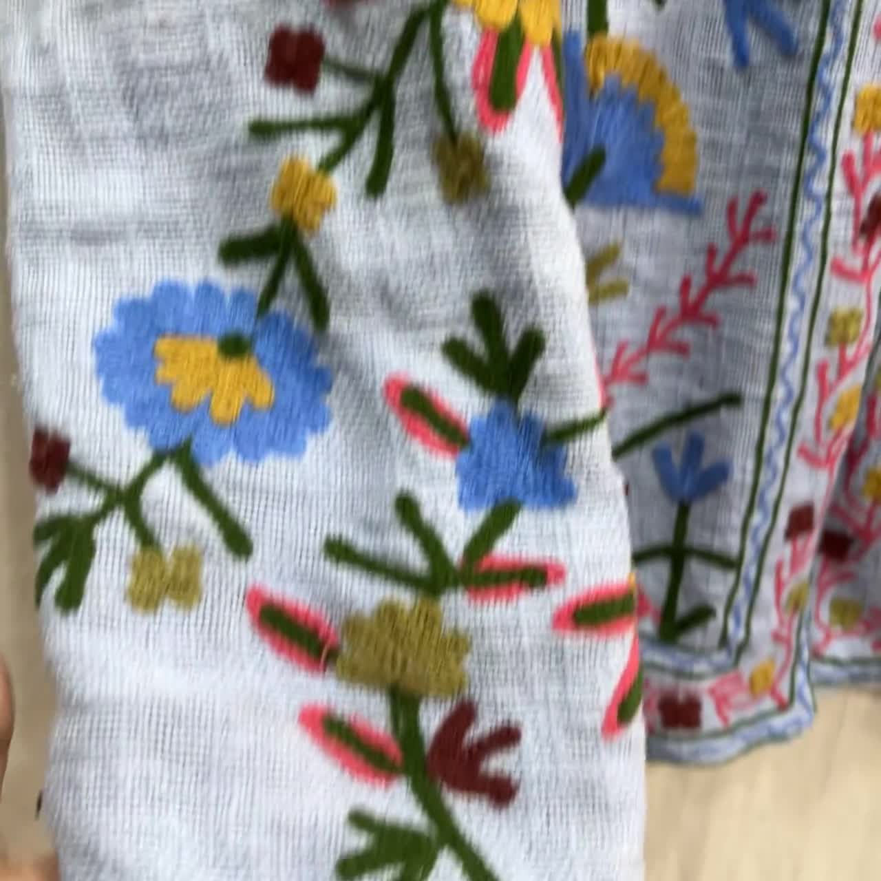 手作りのインド製スジャニジャケット｜花柄刺繍入りリバーシブル