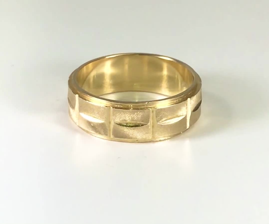 5g 14K ARTCARVED エクストラワイドバンドリング - ヴィンテージ