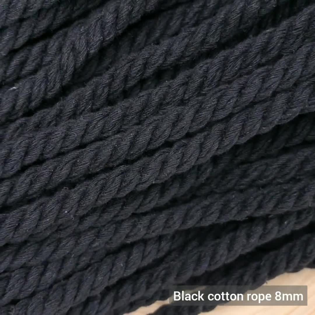 8 mm 黒綿ロープ 10 ヤード、黒綿ツイストロープ、綿ツイストロープ