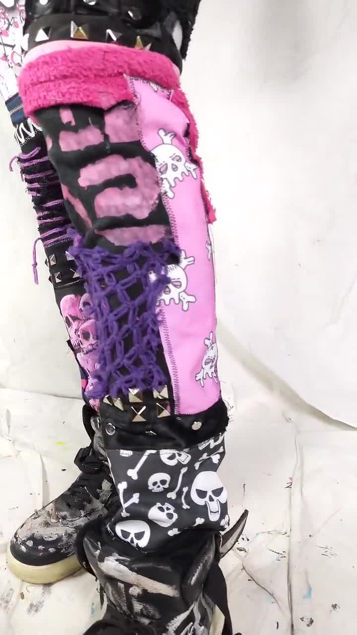 Custom Patchwork Punk Pants: Goth, Emo, Y2K Cyber - Etsy