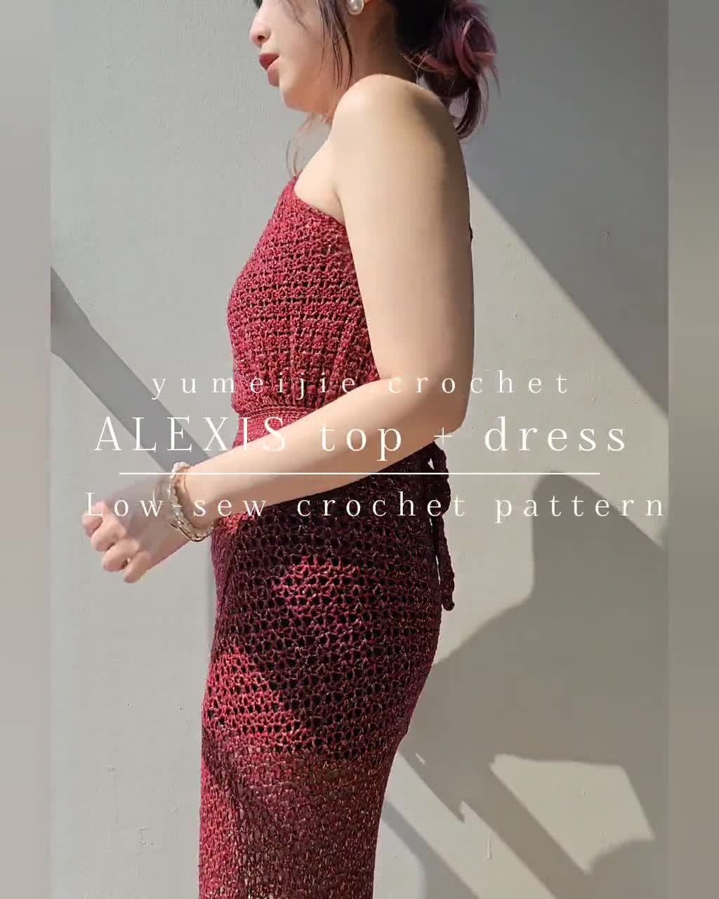 Alexis top & dress (Detailed PDF Crochet Pattern with pictures): Classy one shoulder with closed back, wrap top