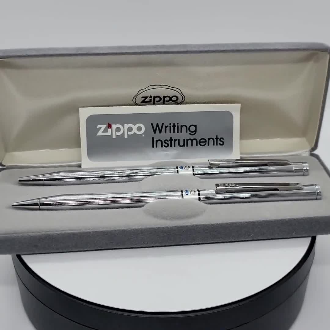 Vintage 1990s Zippo Pen and Pencil Set Silver Tone Collectible