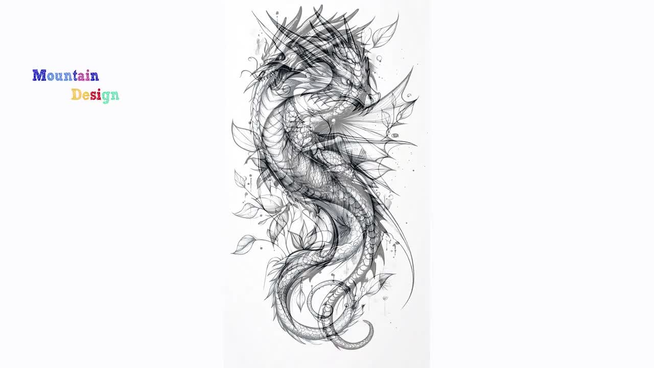 ドラゴンイラスト 白黒バンドル3 34点 デジタルAI線画 PNG-SVG