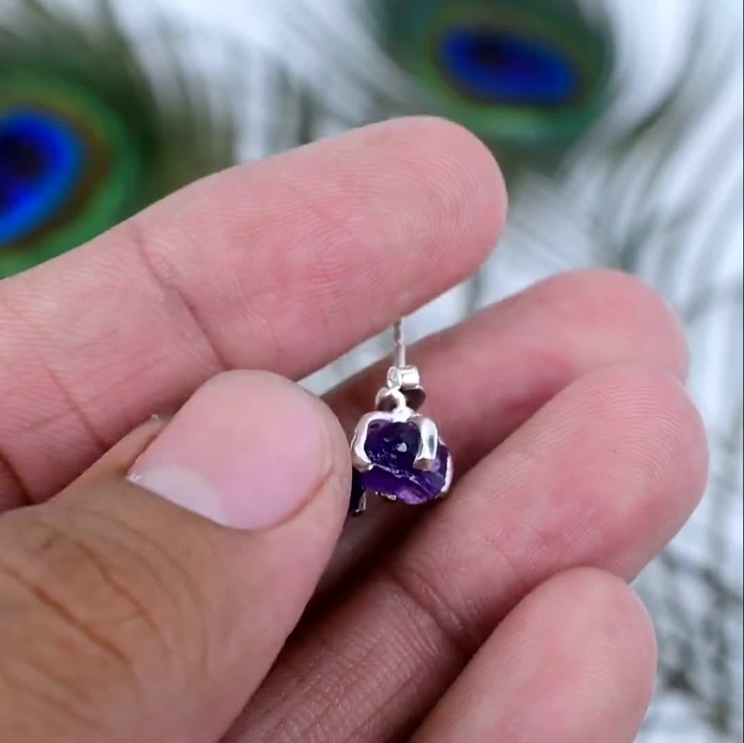 専用 アメジスト ドゥルージーピアス アメジスト ドゥルージー スタッドピアス：925スターリングシルバー