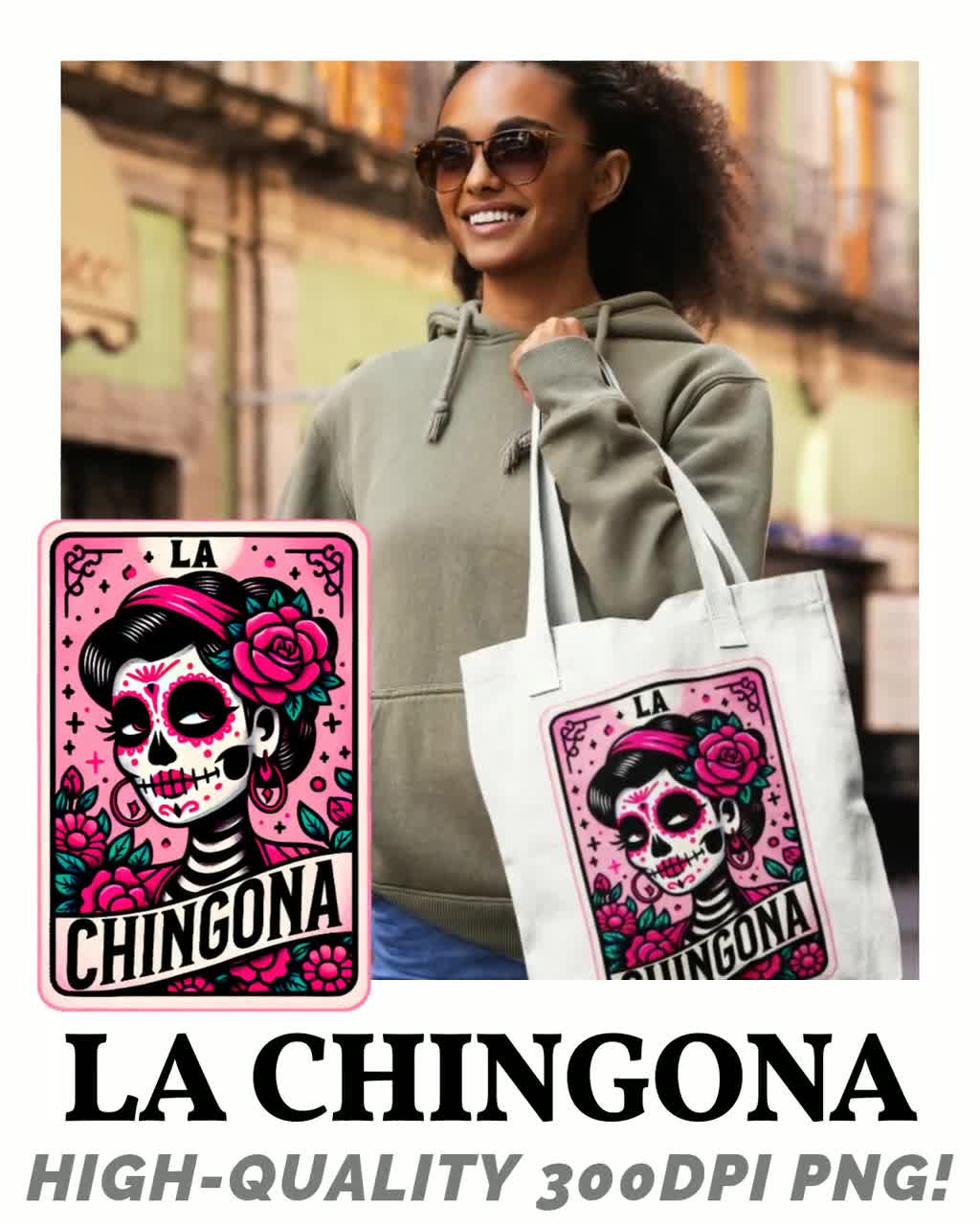 La Chingona Tarot Card PNG, Funny Mexican Sublimation Design