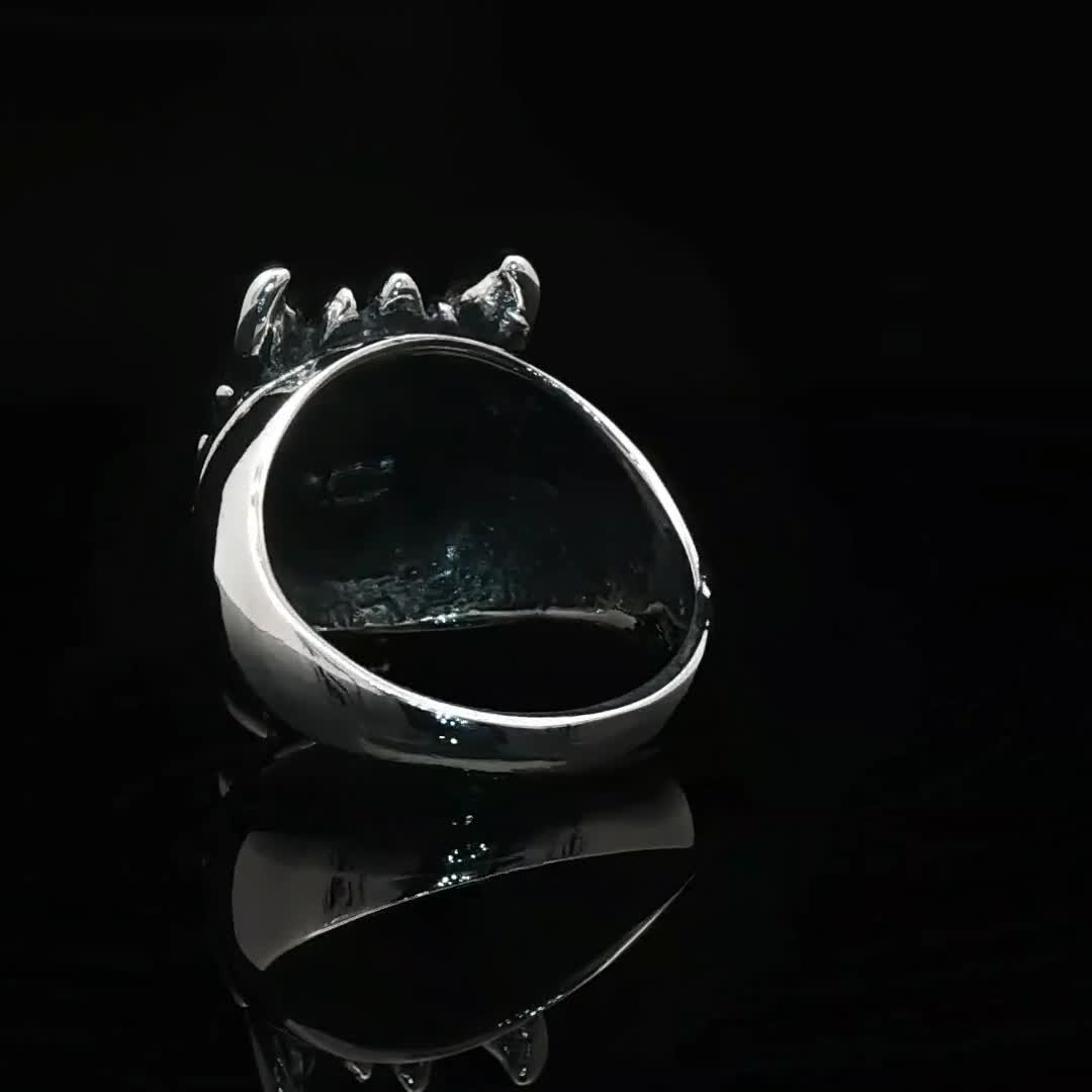 Final 7 Fenrir Wolf Ring in Sterling Silver or Antique Bronze