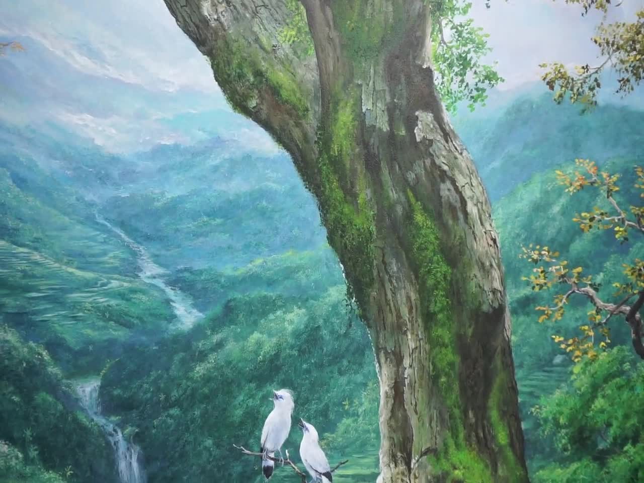 バリ島の風景油絵 - オリジナルの森の風景画 - Etsy 日本