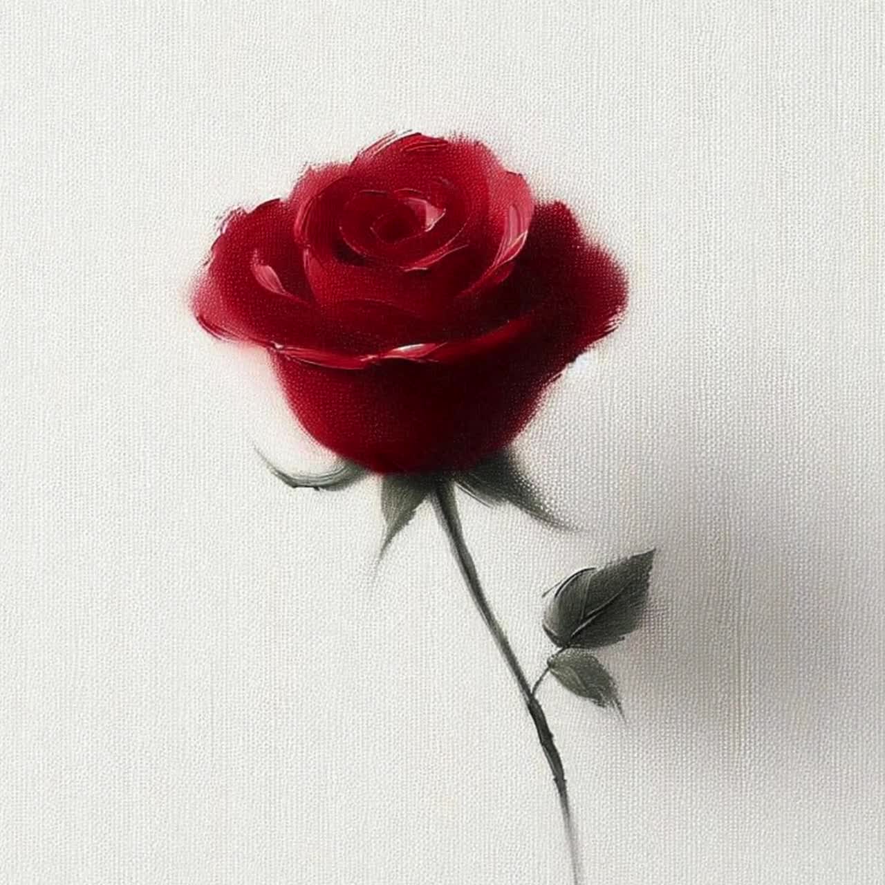 Minimalistic Rose Painting Red Rose Canvas Style Painting Textured