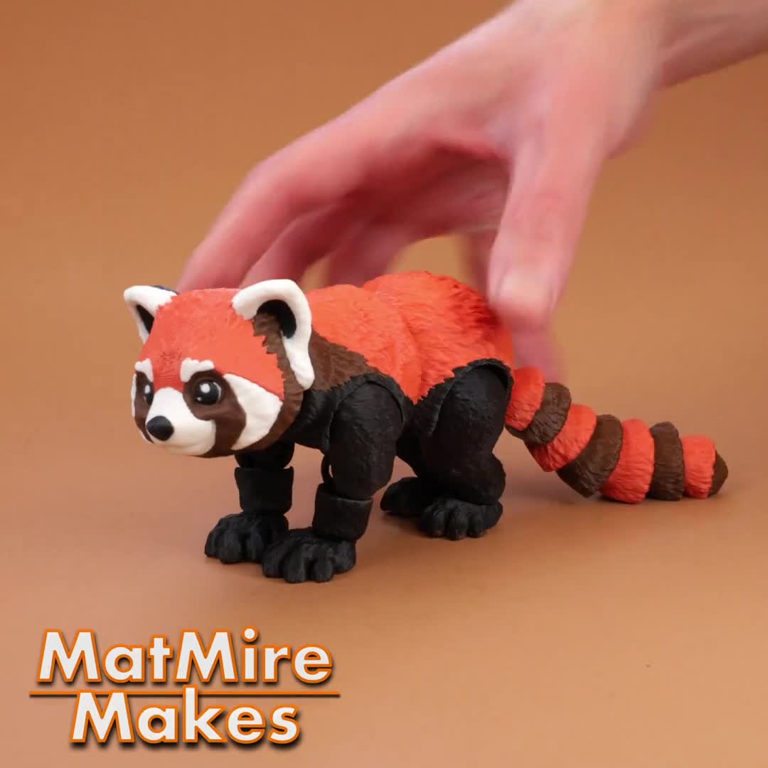 レッサーパンダ、3Dプリント用デジタル.STLファイル、関節式フィ