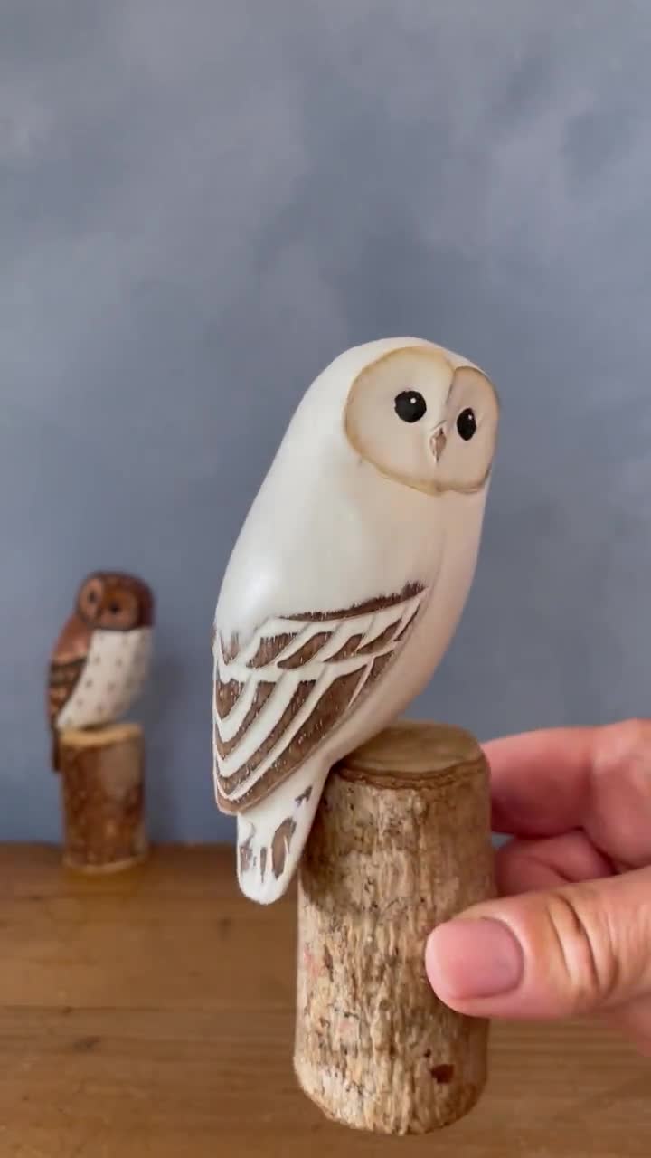 Hand Carved Wooden Mini Barn Owl – 5