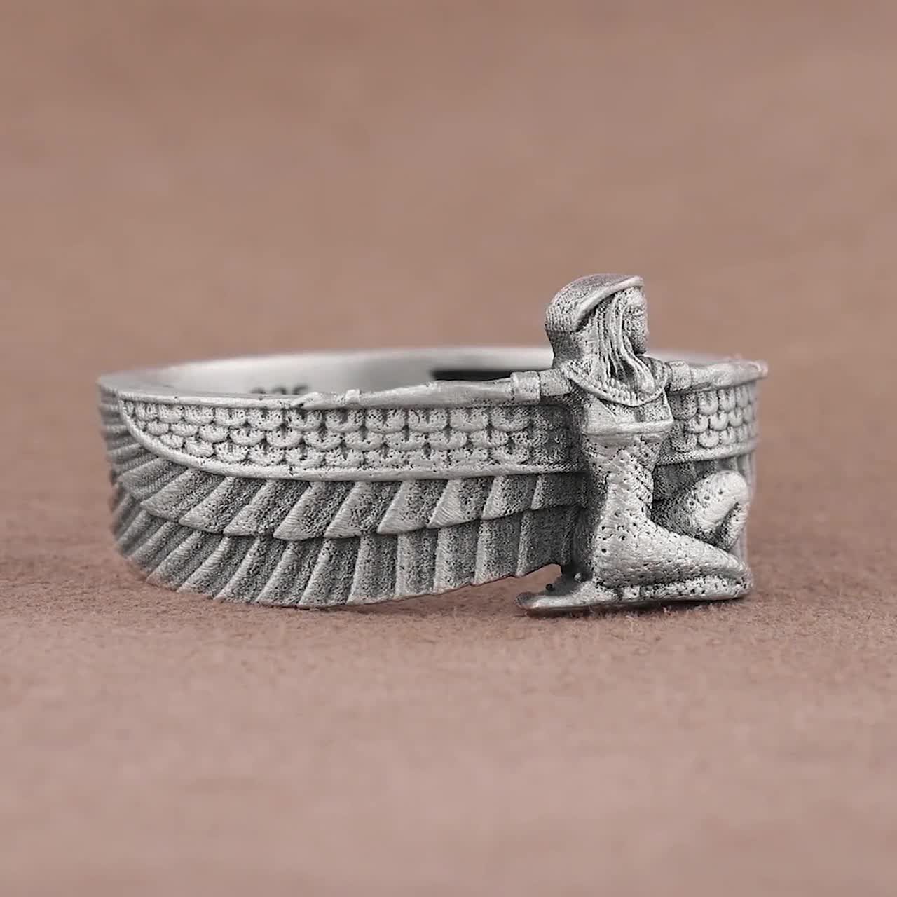 925 スターリングシルバーのエジプト神イシスリング、彼と彼女のための