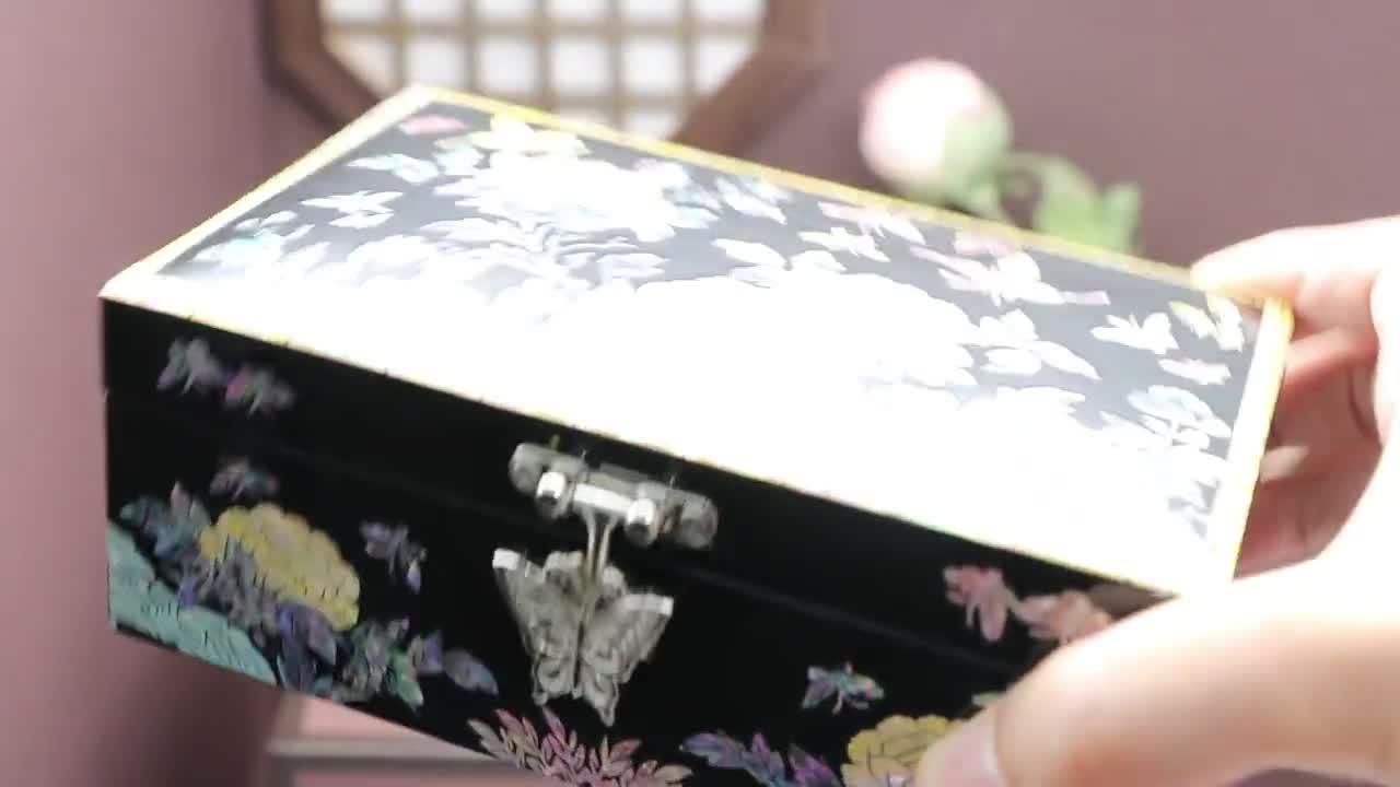 PEONY Jewelry Box - Small, Colorful, Black | Korean Traditional