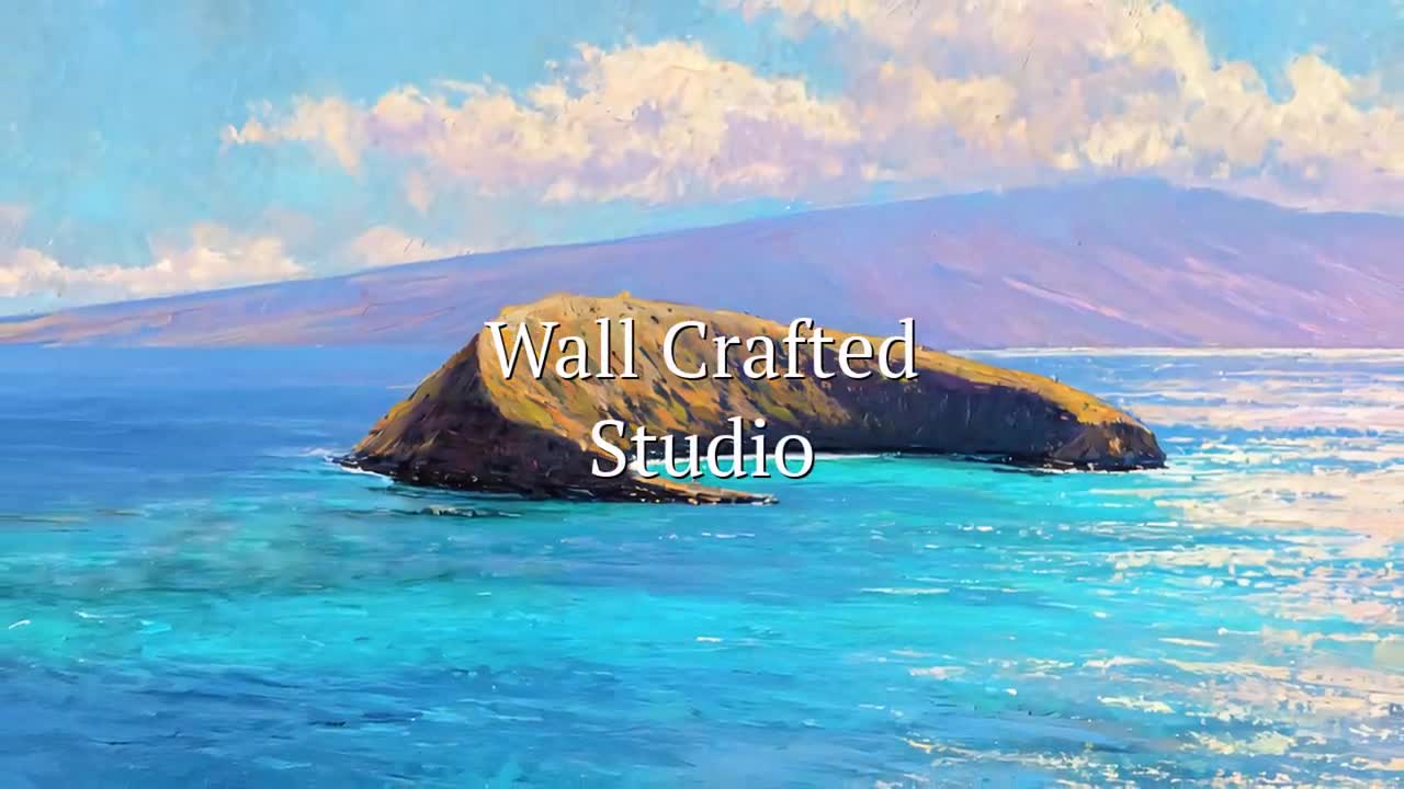 モロキニ・クレーターの絵画、マウイ島の太平洋の海景ウォールアート
