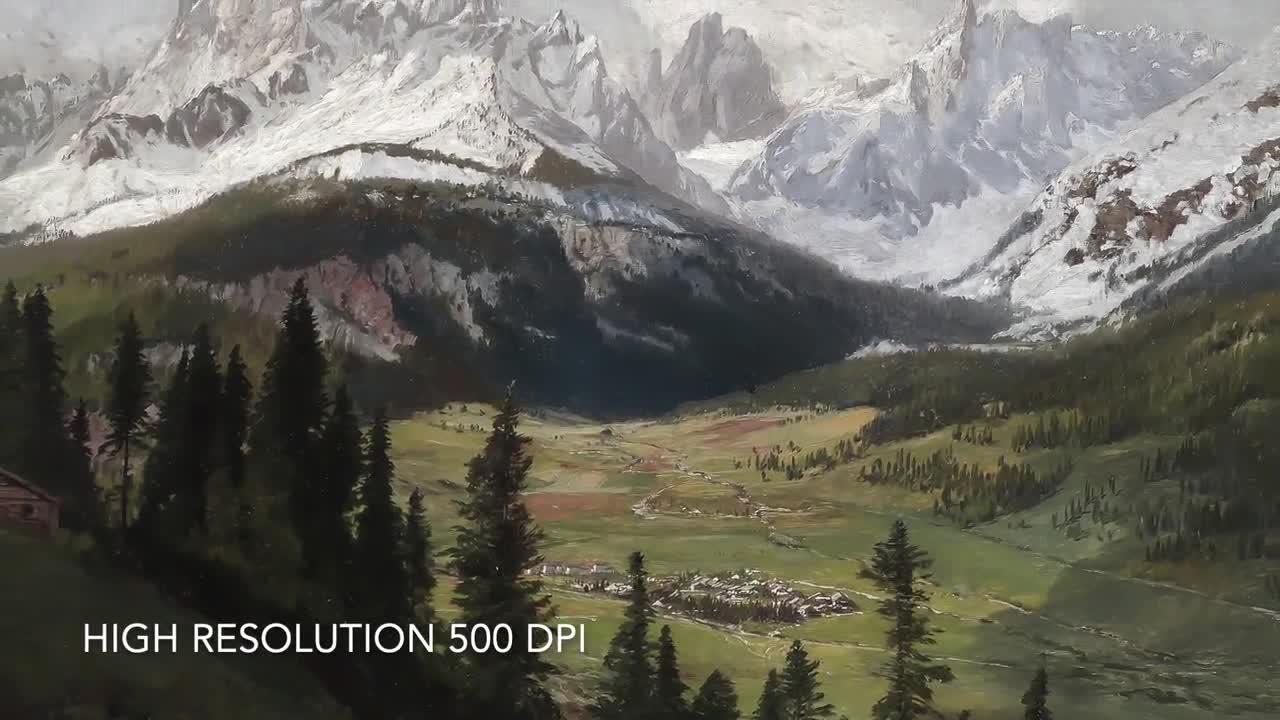 Vintage Mountain Landscape Painting: Printable Home Decor (digital