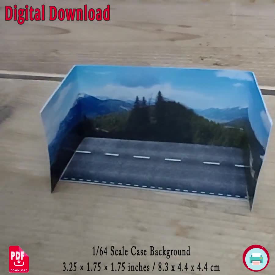 1:64スケールの山道ジオラマ - ダイキャストカーディスプレイ（PDF