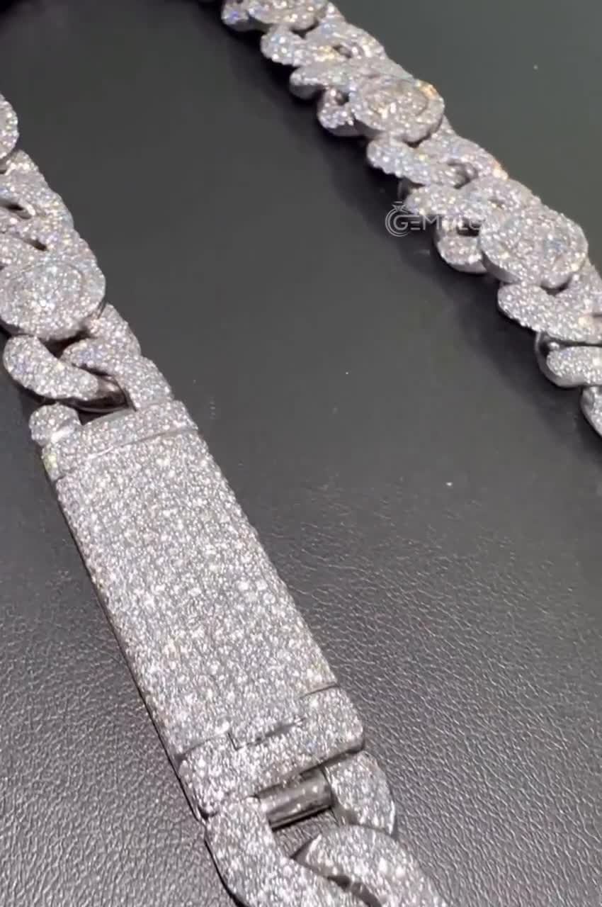 16mm Iced Out Miami Cuban Link Chain, 925 Sterling Silver Cuban