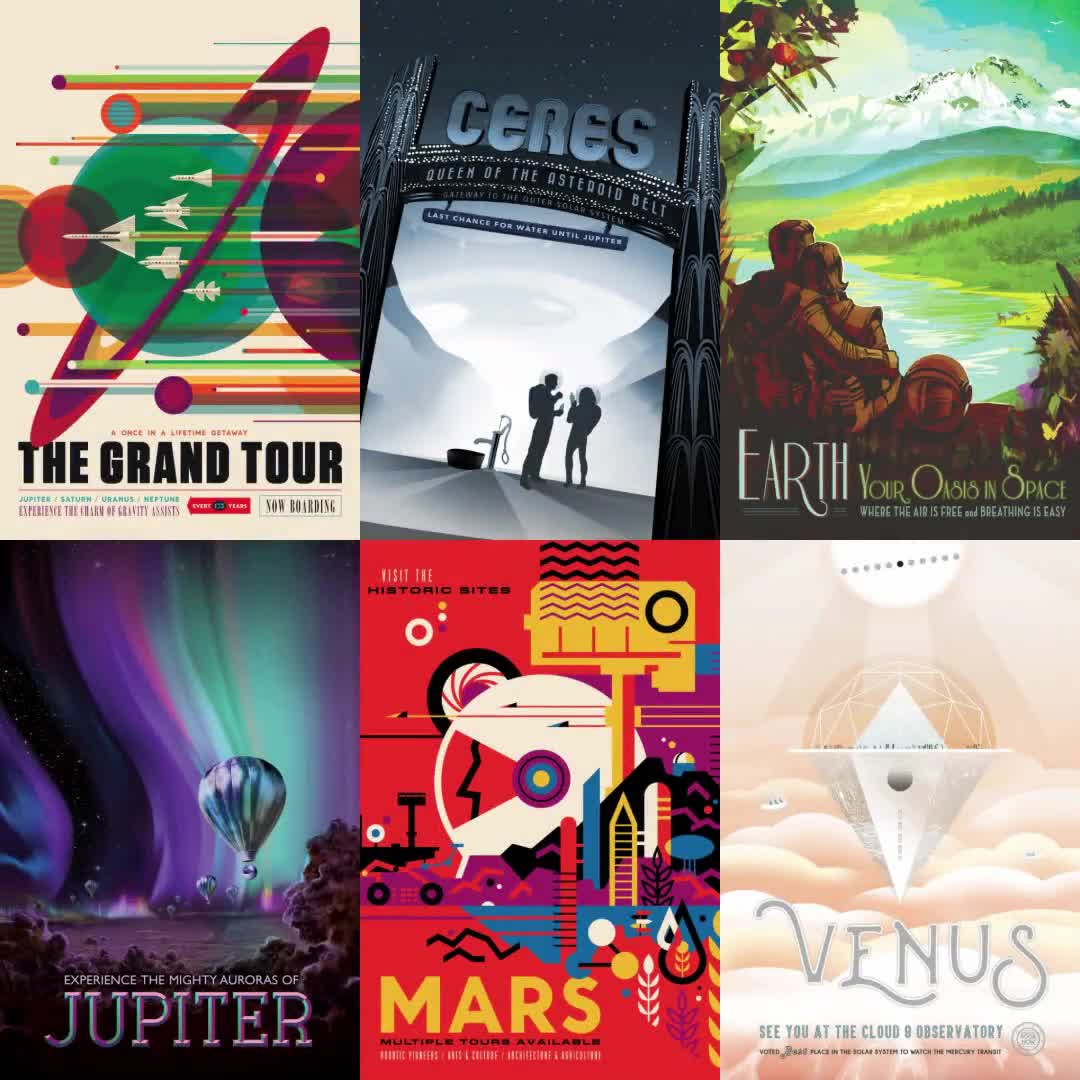 globe ポスターセット NASA宇宙旅行ポスターセット：レトロなSFプリント19枚（デジタル