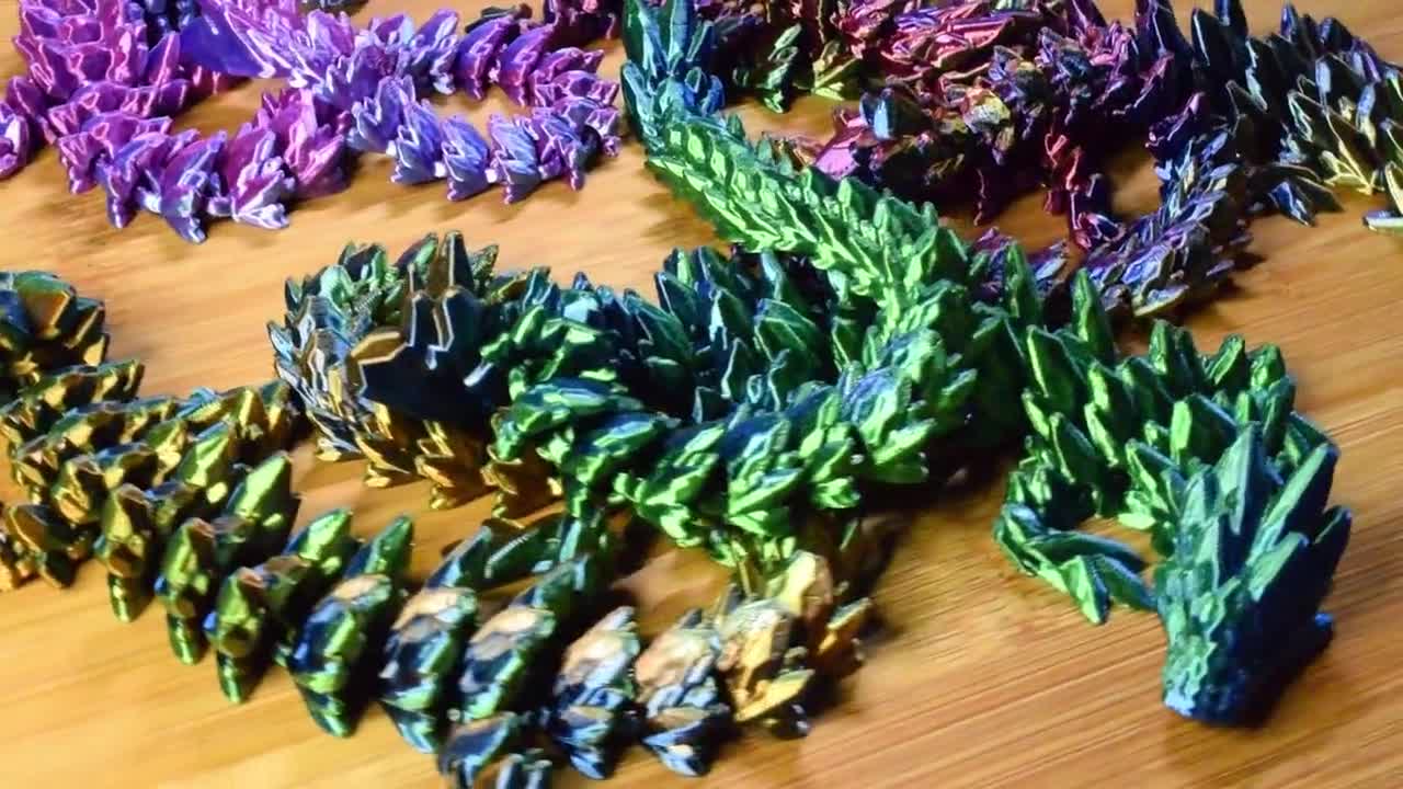 3Dプリントドラゴン、関節可動式クリスタルドラゴン、宝石風