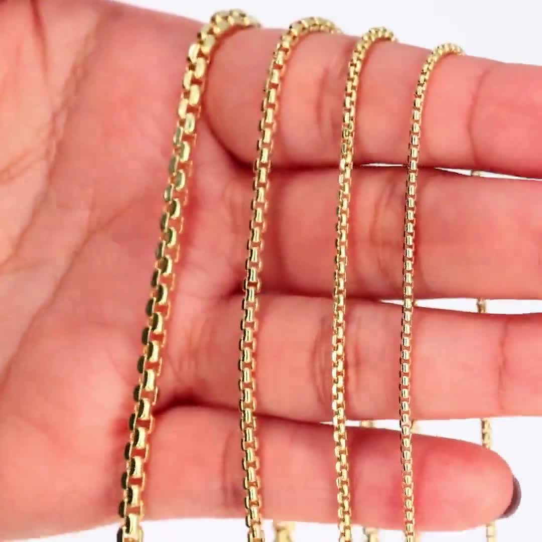 10K Yellow Gold Round Box Chain | Real Gold Italian Venetian