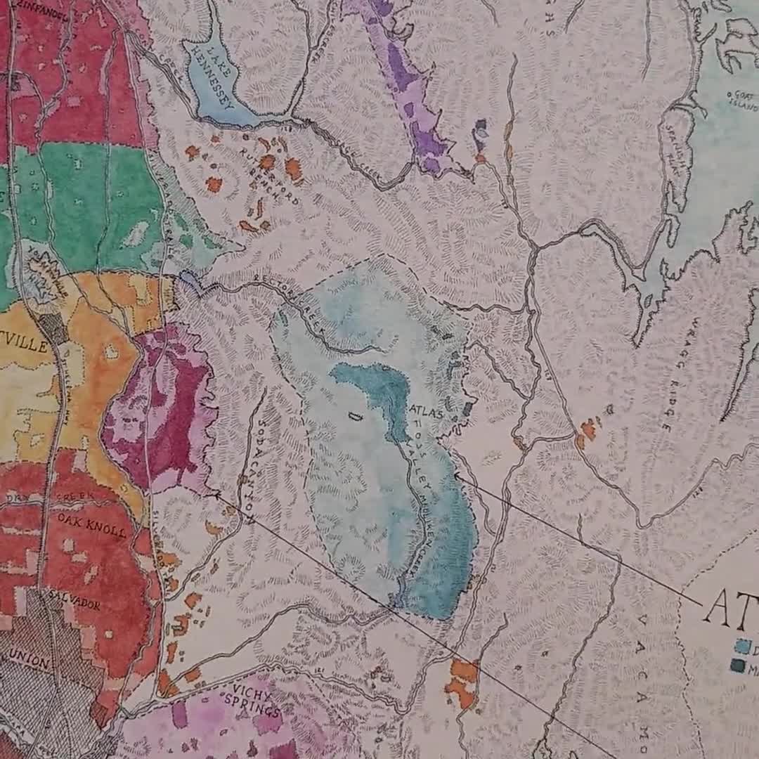 アメリカ　ナパバレー ワイナリー 地図額付き カリフォルニア州ナパバレーのワインマップ - Etsy 日本
