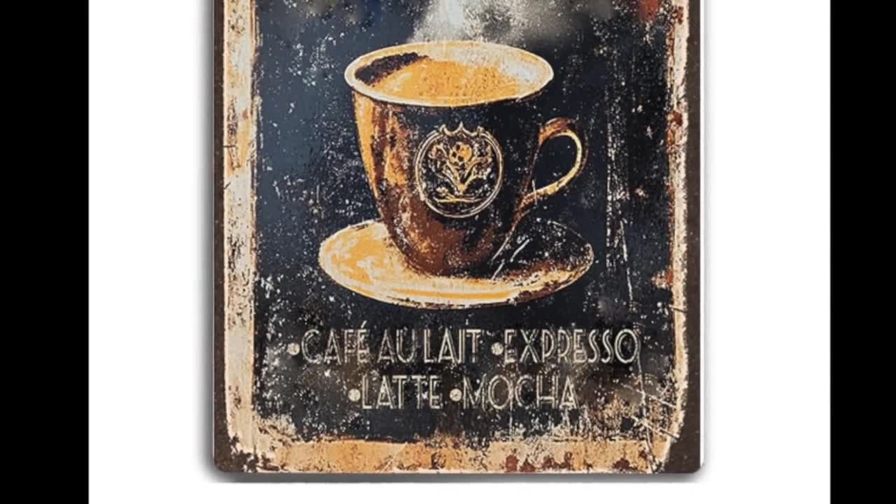 Personalized French Coffee Café Sign Vintage-style Old Rusted