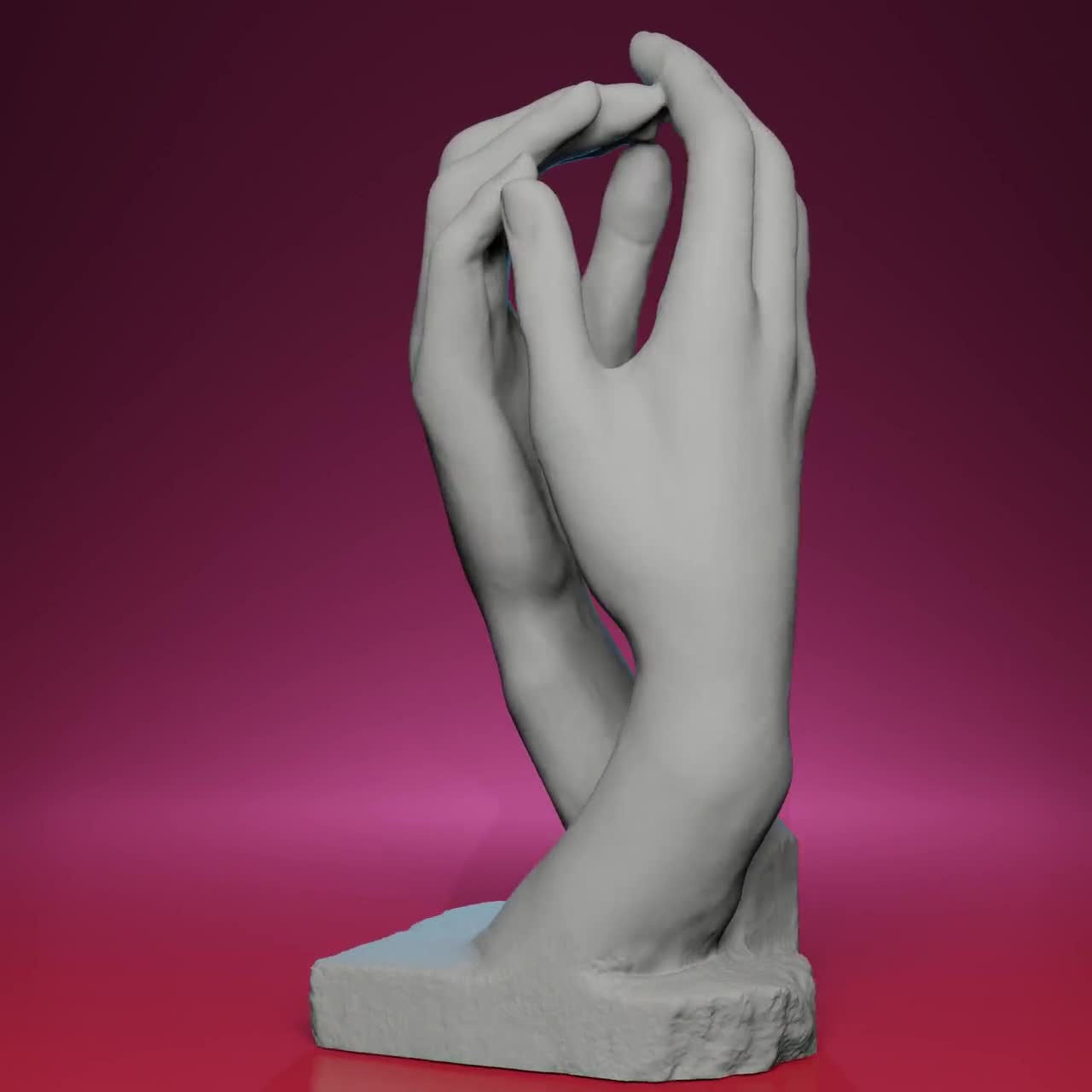 3Dプリントされた大聖堂の彫刻 - ロダン美術館の傑作「絡み合う手」の
